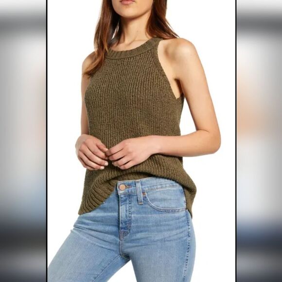 Jcrew POINT SUR black sleeveless size large, cotton blend sweater tank - Picture 3 of 10